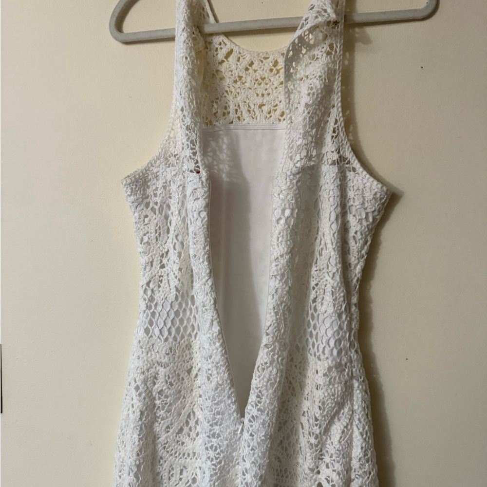 Lilly Pulitzer Jaimie Crochet Shift Dress, color resort white, size L - Picture 11 of 16